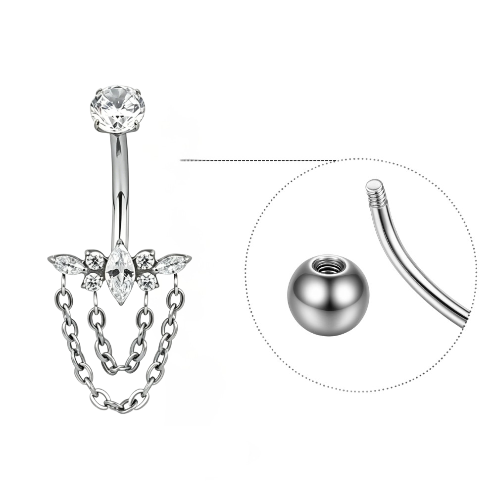 Piercing de titanio para el ombligo • Diseño de cadena