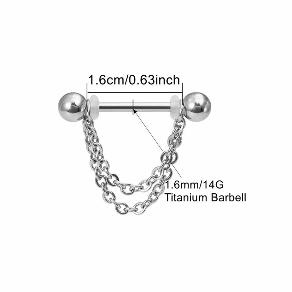 Chain Nipple Piercing β’ Titanium β’ 2 PCS