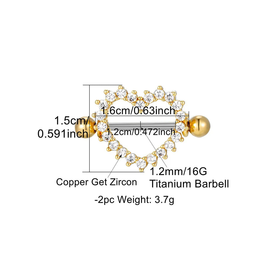 Heart Nipple Piercing β’ Titanium β’ 2 PCS