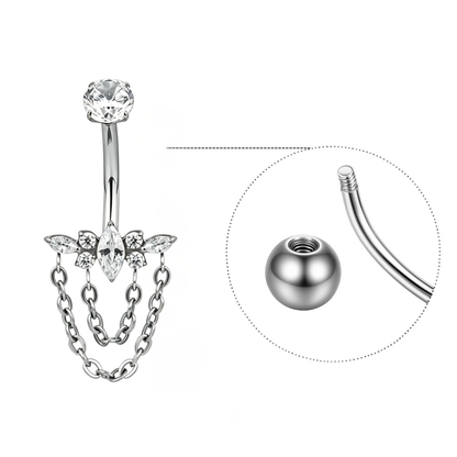 Piercing de titanio para el ombligo • Diseño de cadena