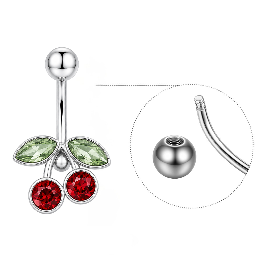 Kirsch-Bauchnabelpiercing • Titan