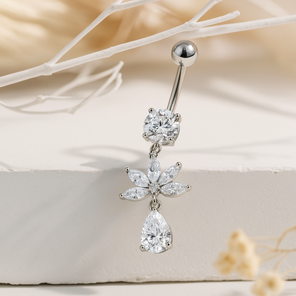 Piercing per ombelico in titanio con zirconi