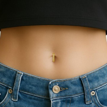 Piercing para ombligo con cristal • Titanio