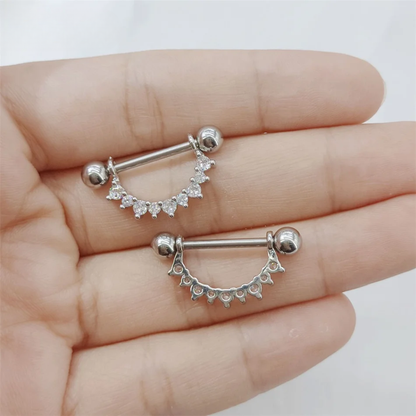Strass-Brustwarzenpiercing • Titan • 2 Stk.