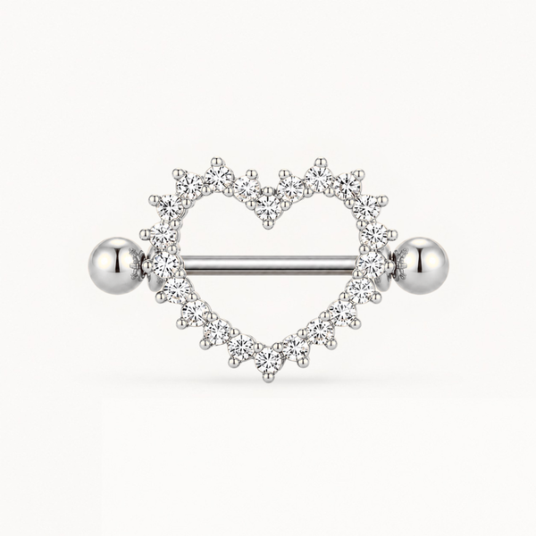 Piercing de corazón para pezón • Titanio • 2 unidades