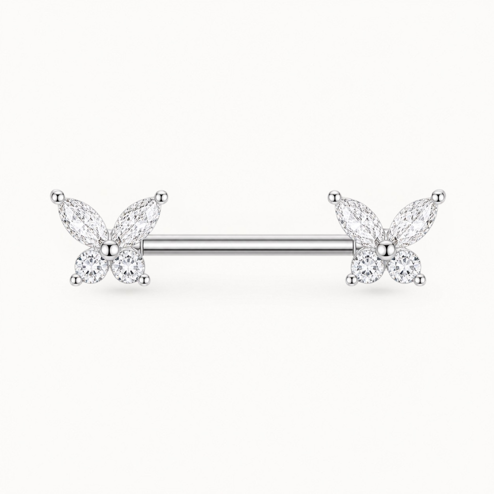Piercing de mariposa para pezón • Titanio • 2 piezas