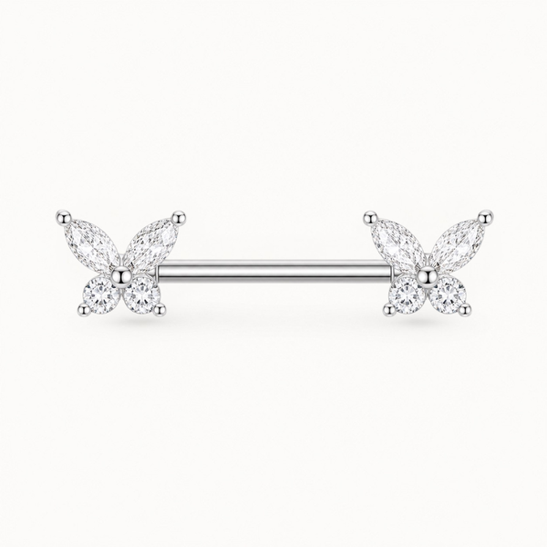 Piercing de mariposa para pezón • Titanio • 2 piezas