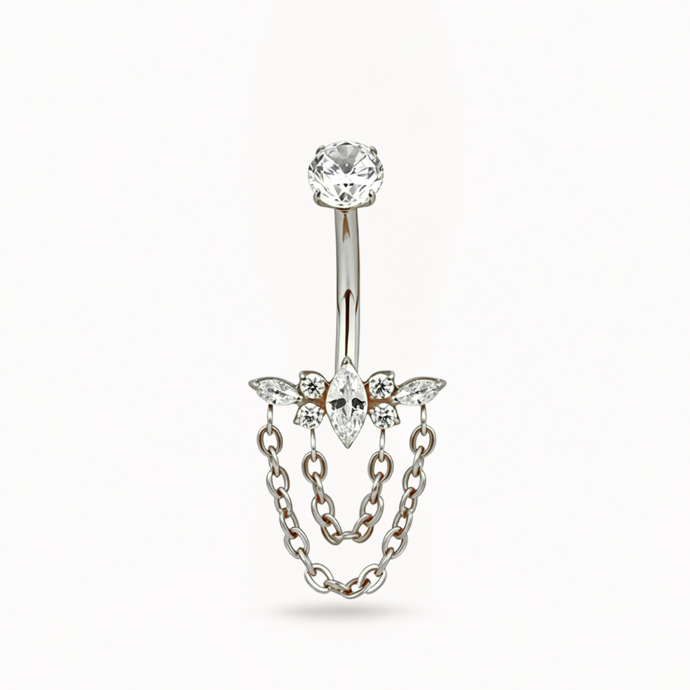 Piercing de titanio para el ombligo • Diseño de cadena