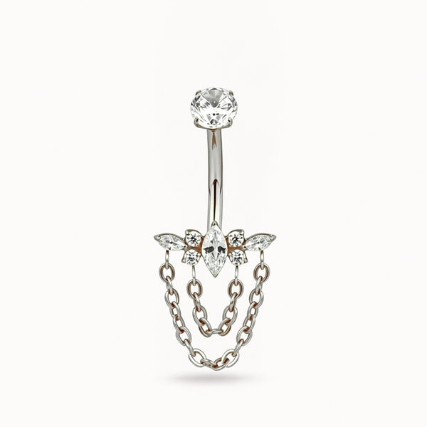Piercing de titanio para el ombligo • Diseño de cadena