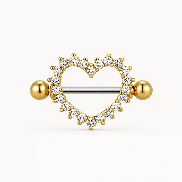 Piercing de corazón para pezón • Titanio • 2 unidades