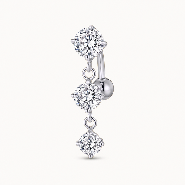 Piercing para ombligo invertido de titanio con 3 dijes