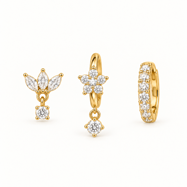 Set de pendientes Signature Sparkle – Titanio