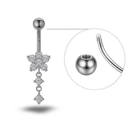 Piercing per ombelico in titanio con zirconi
