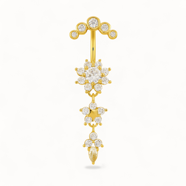 Piercing para ombligo de triple flor • Titanio