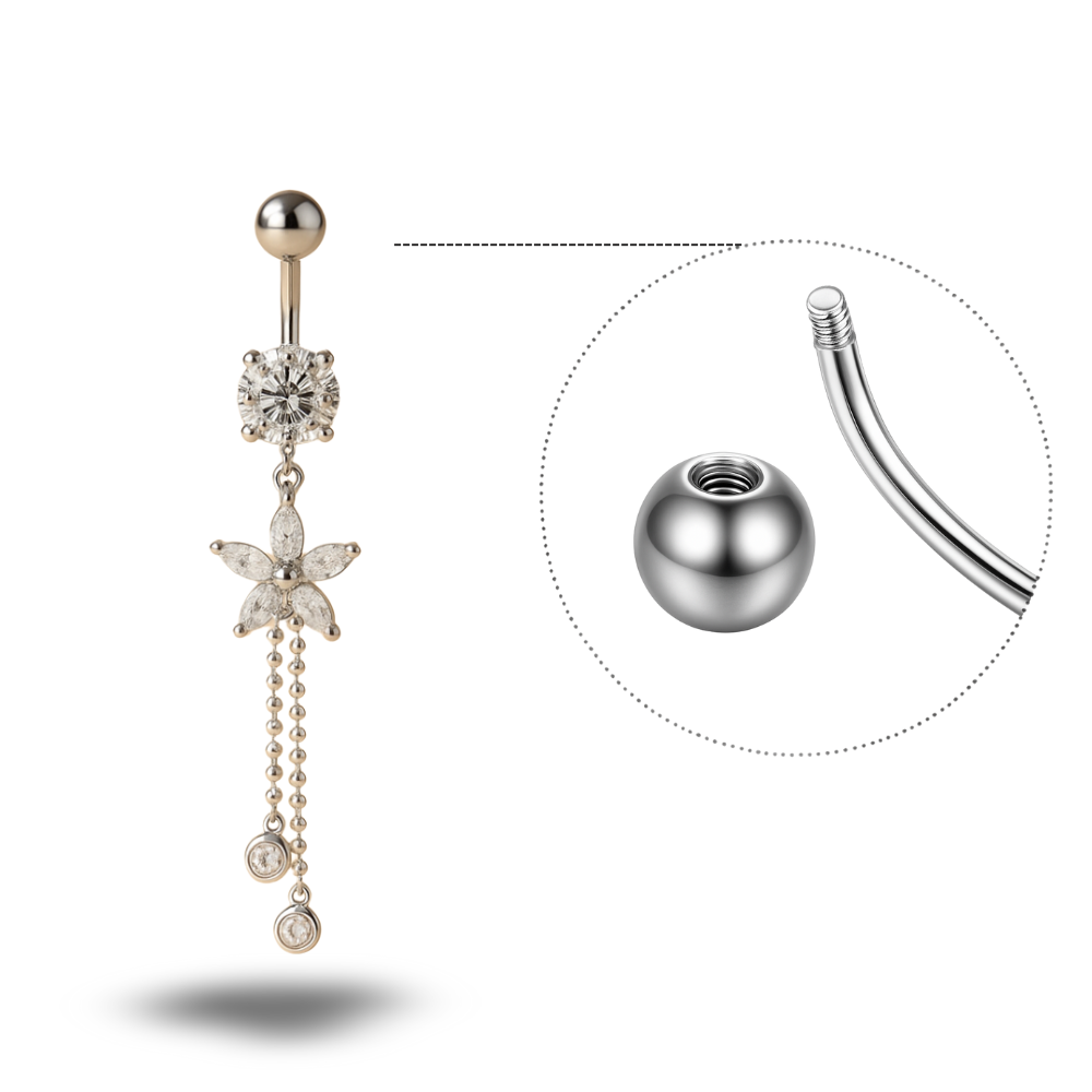 Piercing all'ombelico con catena • Titanio