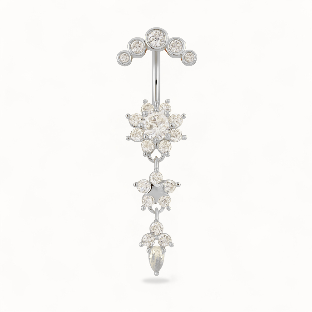 Piercing para ombligo de triple flor • Titanio