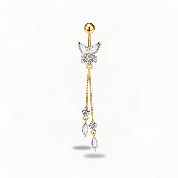 Joya para ombligo de mariposa con cadena colgante