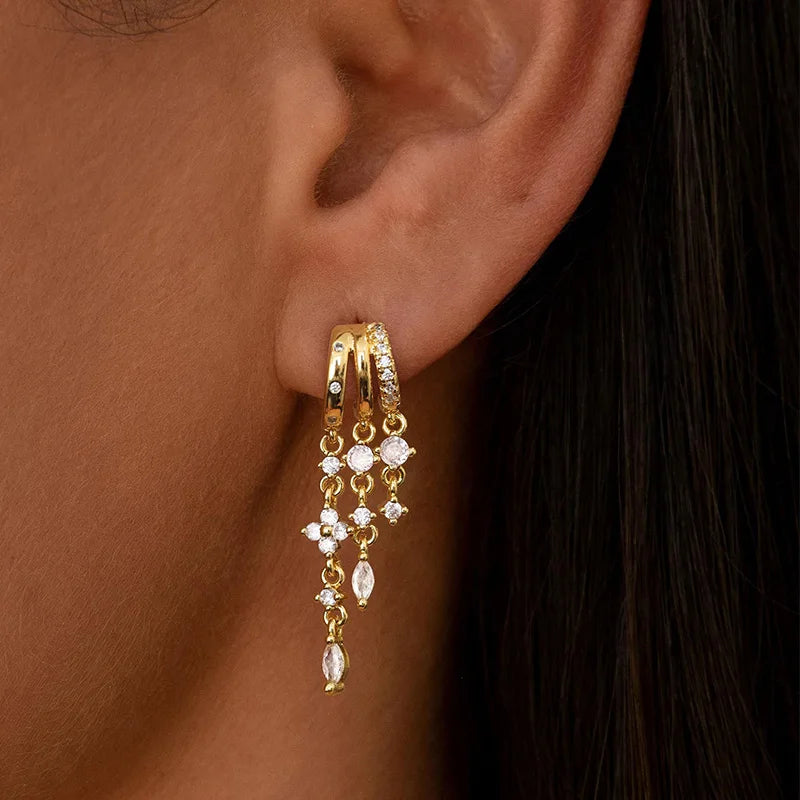 Golden Cascade Earring – 14K Gold-Plated Stainless Steel