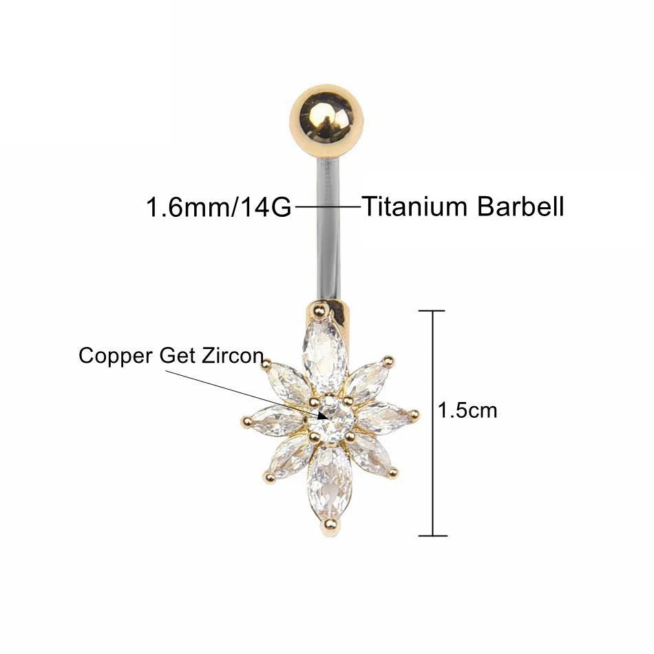 Piercing para ombligo de titanio con estrella