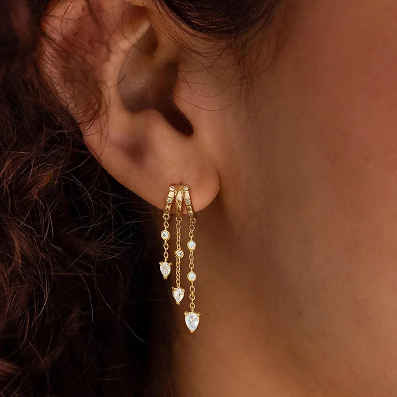 Rain of Sparkle Earrings • 14K Gold Plated