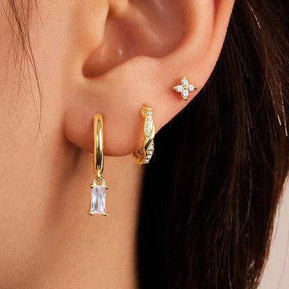 Sparkling Flower Ear Stack – Titanium