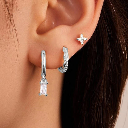 Sparkling Flower Ear Stack – Titanium