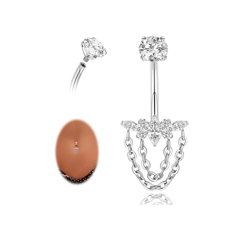 Piercing de titanio para el ombligo • Diseño de cadena
