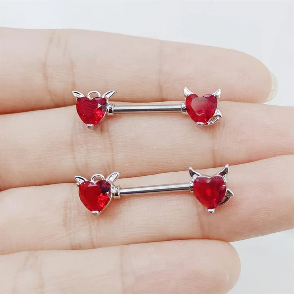 Piercing de pezón de demonio • Titanio • 2 piezas