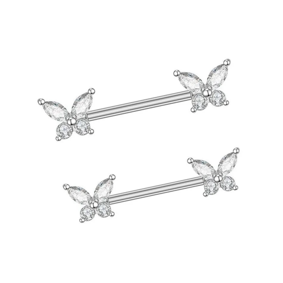 Piercing de mariposa para pezón • Titanio • 2 piezas