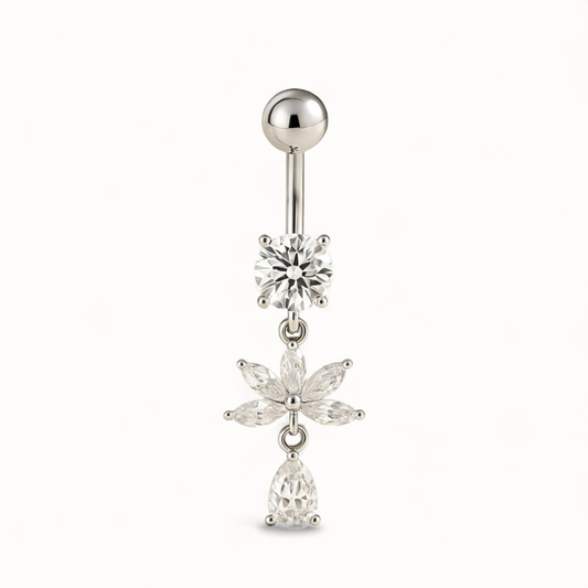 Piercing para ombligo de titanio con circonita