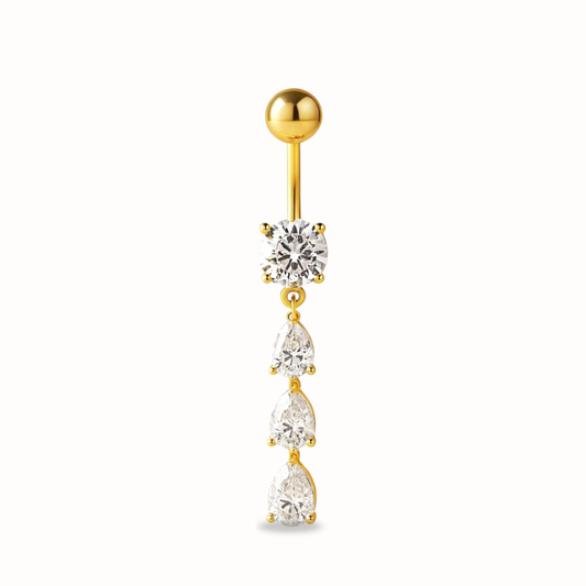 Piercing para ombligo de titanio con triple circonita