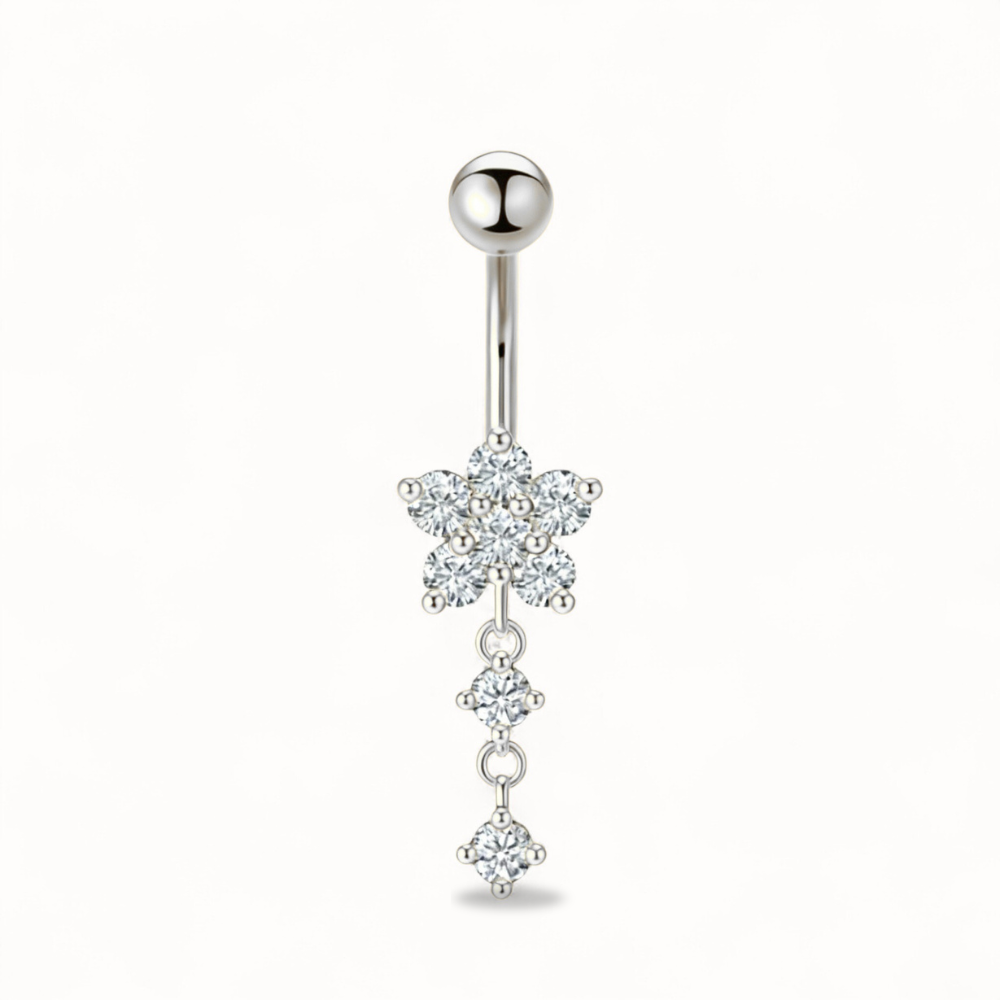 Piercing per ombelico in titanio con zirconi