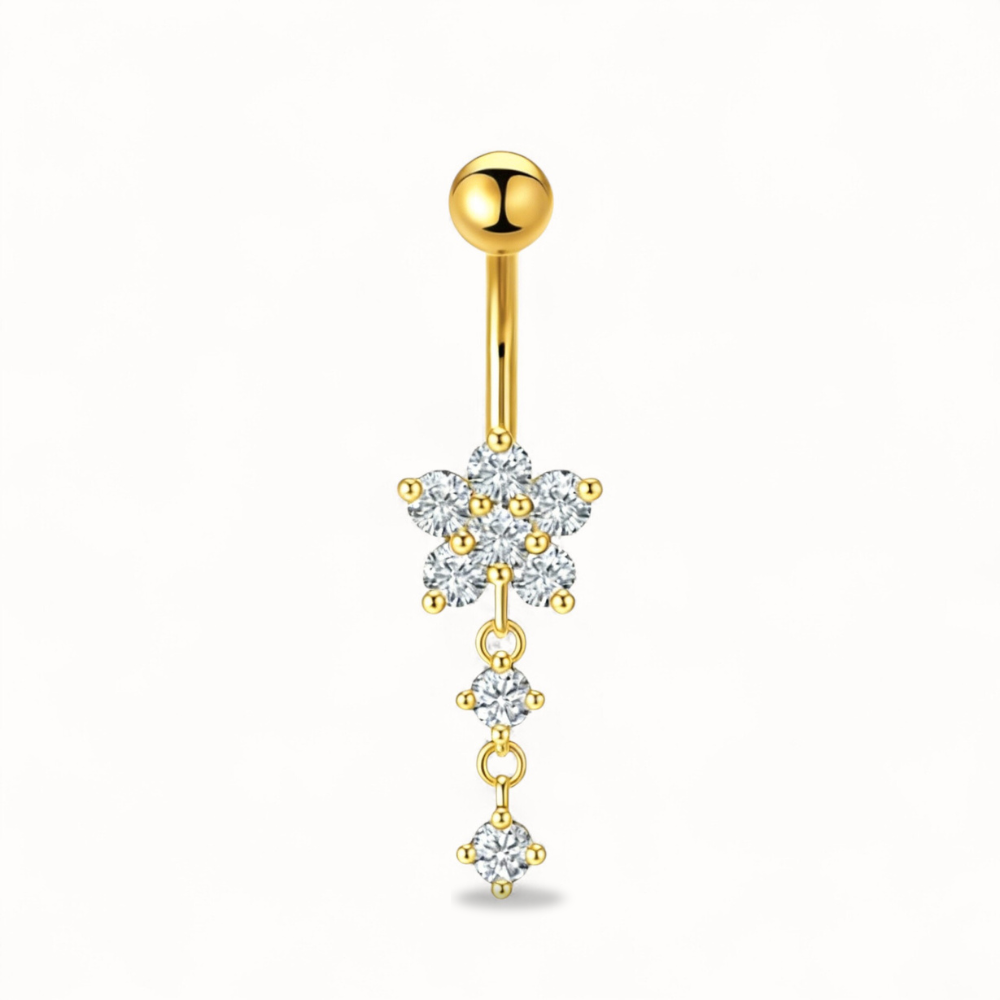 Piercing per ombelico in titanio con zirconi