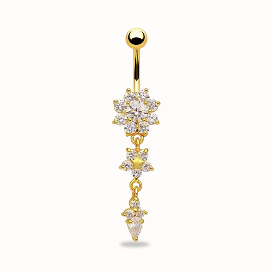 Piercing para ombligo de titanio con triple flor
