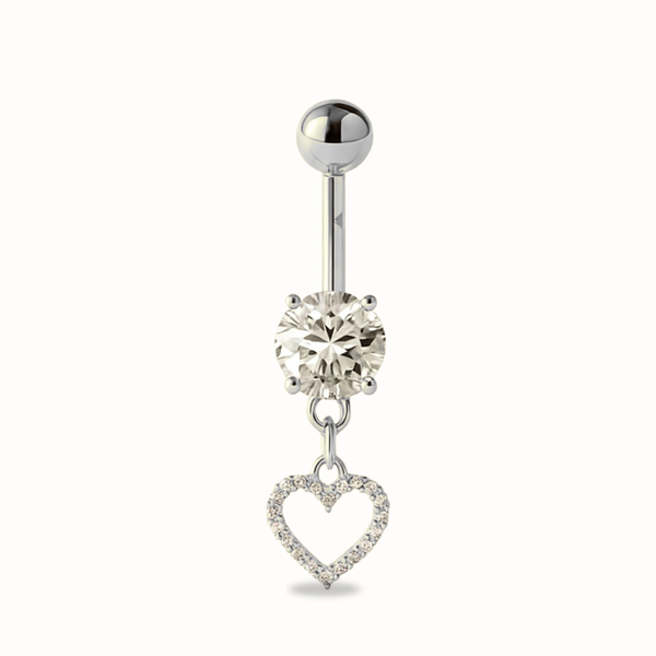 Piercing de ombligo de titanio con dije de corazón